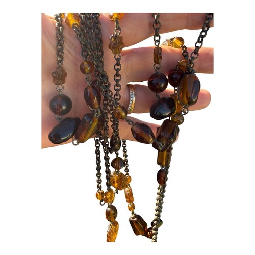 Vintage double strand amber - double,