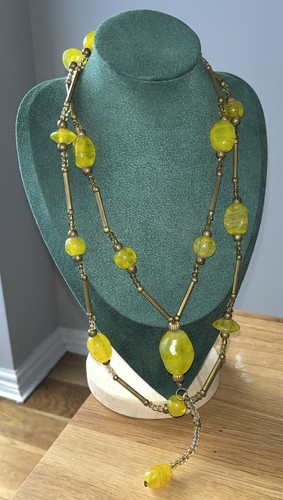 Vintage yellow glass - vintage, bead