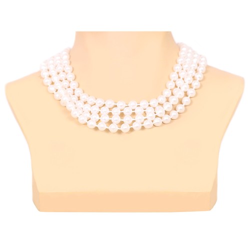 Pearl beaded necklace flapper - pearl,