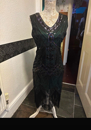 Green black beaded - beaded, sequin