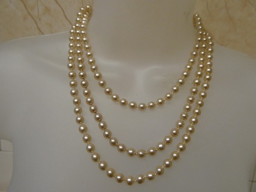 Glass pearl flapper necklace - glass,