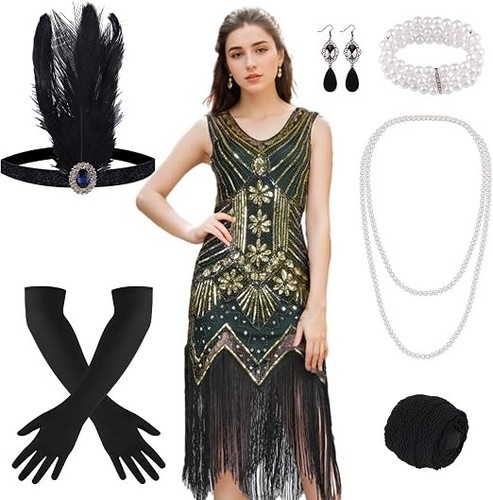 Women 1920s flapper fringed - women's,