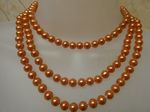 Faux pearl flapper necklace - faux,