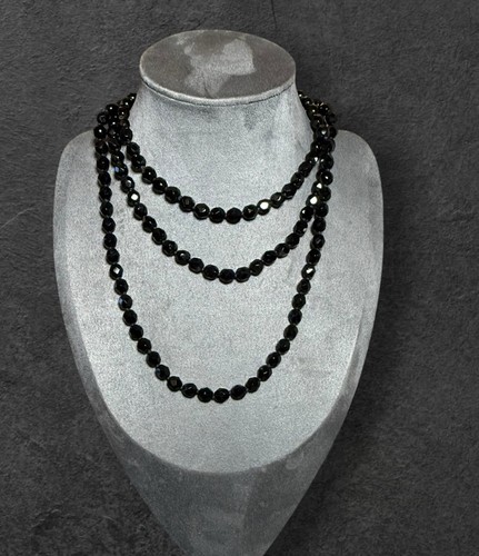 Long vintage necklace black - necklace,