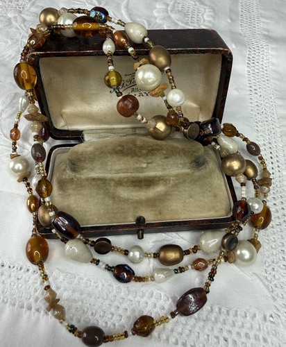 Long vintage necklace glass - necklace,