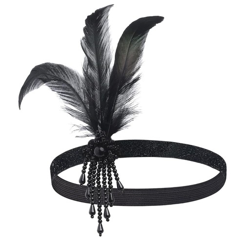 Beaded feather headpiece - beaded,