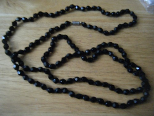 Vintage black faceted glass - faceted,