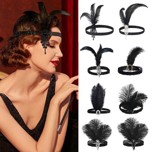 1920s gatsby feather headband - gatsby,