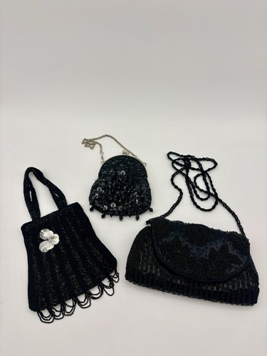 Vintage black beaded evening - beaded,