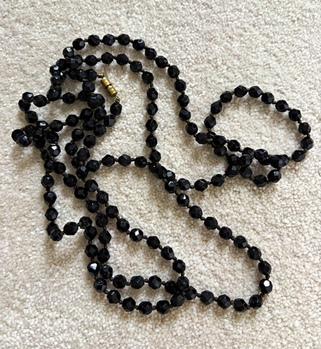 Vintage faceted black glass - faceted,