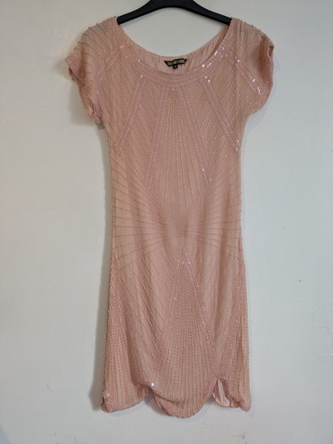 Pale rose pink sequin - , beaded