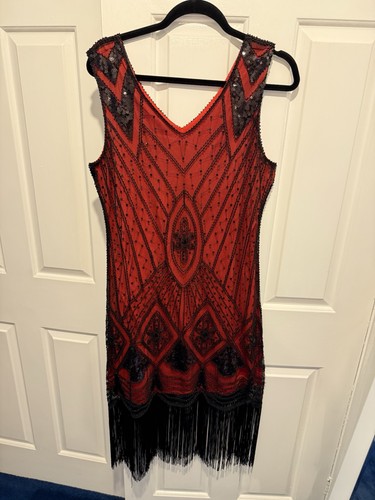 Vintage style red black - red, sequin