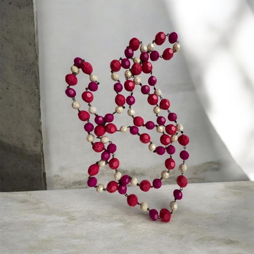 Vintage 80s pink beads - pink,