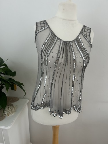 Grey sheer mesh sleeveless