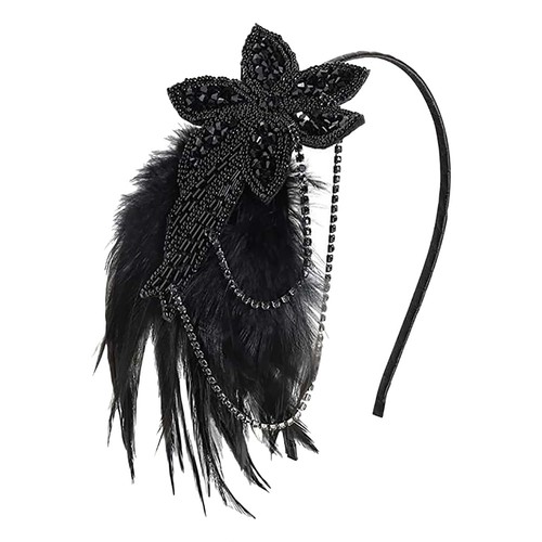 Feather beaded headband - feather,