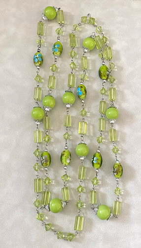 Green glass beaded vintage - beaded,