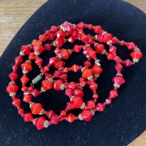 Vintage murano red faceted - murano,